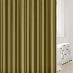 Lushomes Green Striped Water Repellent Shower Curtain-26