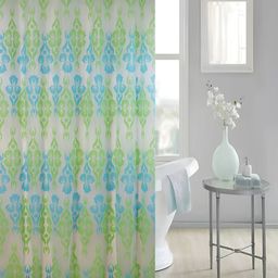 homewards Green Printed Waterproof Shower Curtains-1