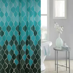 homewards Blue Printed Waterproof Shower Curtains-16