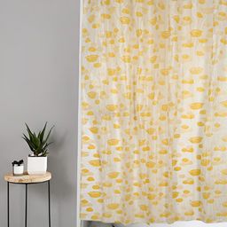 CASA-NEST Yellow & White 9 Pieces Floral Printed Shower Curtain With Hooks-26
