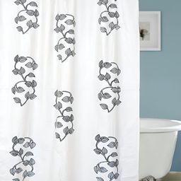 CASA-NEST White & Black Floral Printed Waterproof Shower Curtain-35
