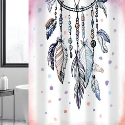 RUDRANI White & Black Printed Waterproof Shower Curtain-picture-30