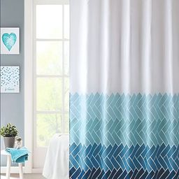 homewards White & Blue 13 Pieces Printed Waterproof Shower Curtains With Hooks-19