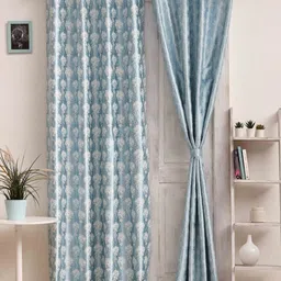 Ariana Blue & White Set of 2 Long Door Curtain-image-23