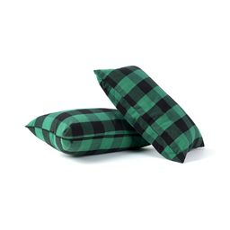 SKANDA FAB Green & Black 2 Pieces Checked Cotton Sofa Cushions-29