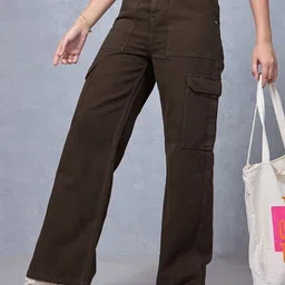 Bewakoof Women Straight Fit High-Rise Cotton Cargo Jeans-image-13