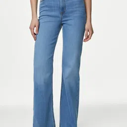 Marks & Spencer Women Flared High-Rise Slash Knee Jeans-image-25