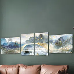 Art Street Canvas Painting Golden Birds With Mountains View-picture-36