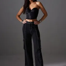 Miss Chase Women Wide Leg High-Rise Heavy Fade Stretchable Jeans-image-45