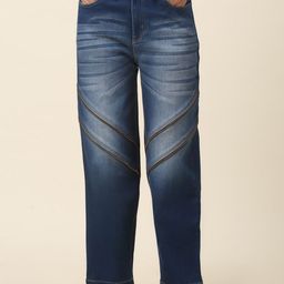 plusS Women Blue Heavy Fade Crinkle Effect Stretchable Cotton Jeans-image-24