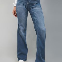 Miss Chase Women Wide Leg Mid-Rise Light Fade Stretchable Jeans-picture-39