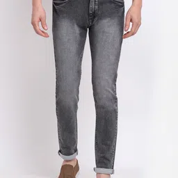 Rodamo Men Grey Slim Fit Heavy Fade Stretchable Jeans-picture-0