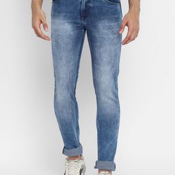 Routeen Men Blue Slim Fit Heavy Fade Stretchable Cotton Jeans-image-30