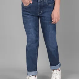 Crimsoune Club Boys Blue Slim Fit Heavy Fade clean Look Stretchable Jeans-picture-36