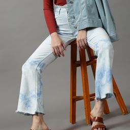 SHOWOFF Women White & Blue Bootcut Light Fade Stretchable Jeans-image-15