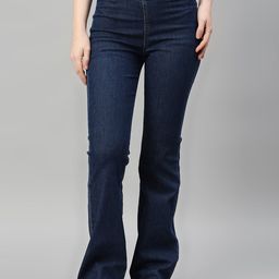 TARAMA Women Blue Flared Stretchable Jeans-picture-5