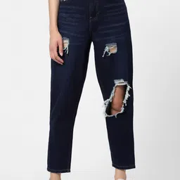 ONLY Women Blue High-Rise Highly Distressed Stretchable Jeans-image-72