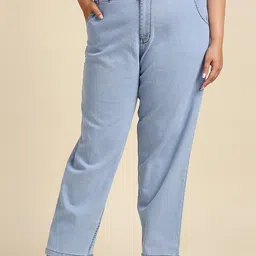 Freeform by High Star Women Plus Size Blue High-Rise Stretchable Mom Fit Jeans-image-97