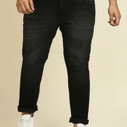 Freeform by High Star Plus Size Men Black Slim Fit Light Fade Stretchable Jeans-picture-12