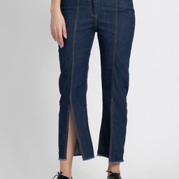 SHAYE Cotton Washed Front Slit Smart Straight Fit Stretchable Jeans-image-30