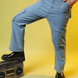 Campus Sutra Men Smart Clean Look Crinkle Cotton Cargo Jeans-image-21