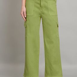 BAESD Women Green Jean Relaxed Fit High-Rise Clean Look Cotton Cargo Jeans-image-84