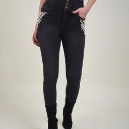 KASSUALLY Women Embellished Slim Fit High-Rise Stretchable Jeans-33