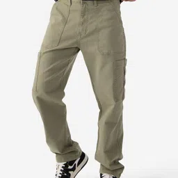 The Souled Store Men Straight Fit Clean Look Stretchable Cargo Jeans-image-38