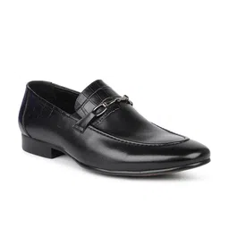 ATESBER by Inc.5 Men Black Solid Leather Formal Slip-On Shoes-image-44