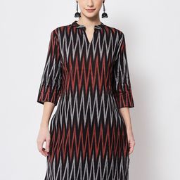 KALINI Printed Mandarin Collar Pure Cotton Straight Kurta-image-26
