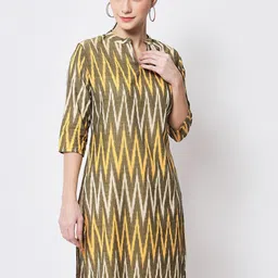 KALINI Ikat Woven Design Pure Cotton Straight Kurta-picture-50