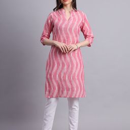 KALINI Geometric Printed Pure Cotton Straight Kurta-image-83