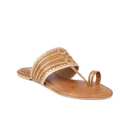 Inc 5 Women Tan Embellished Ethnic One Toe Flats-image-98