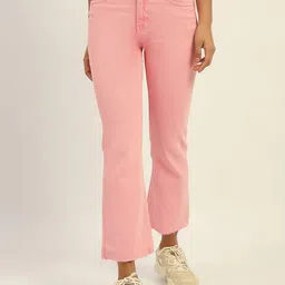 Madame Women Flared Clean Look Mid-Rise Pure Cotton Jeans-image-42