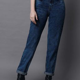 High Star Women Dad Fit Mid-Rise Clean Look Cotton Jeans-image-45