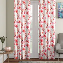 Home Sizzler Red & White Set of 2 Door Curtains-23