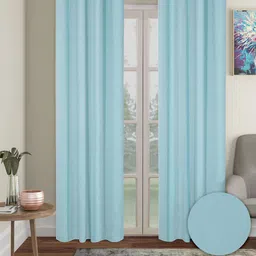 Cortina Blue 2 Pieces Black Out Door Curtains-image-98
