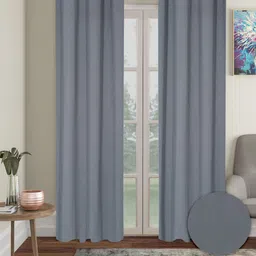 Cortina Grey 2 Pieces Black Out Door Curtains-57