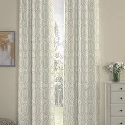 ROSARA HOME Off White 2 Pieces Geometric Printed Door Curtains-image-27