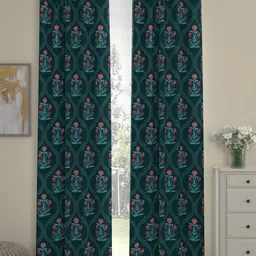Myntra Elegant Homes Green & Red Set of 2 Floral Long Door Curtain-20