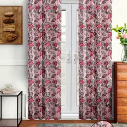 Cortina Pink & White Pack Of 2 Abstract Long Door Curtains-8