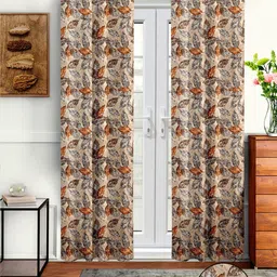 Cortina Beige & Grey Pack Of 2 Abstract Long Door Curtains-6