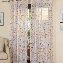 ROSARA HOME Set of 2 Multicoloured Sheer Door Curtains-21
