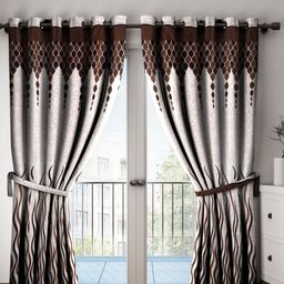 Home Sizzler Brown Set of 2 Long Door Curtains-image-4