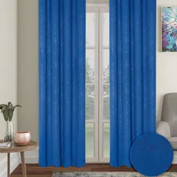 Cortina Navy Blue 2 Pieces Black Out Long Door Curtains-image-38
