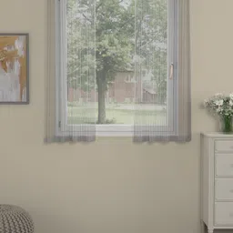 Myntra Elegant Homes Grey & Transparent Set of 2 Striped Sheer Window Curtain image 1