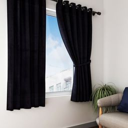 Home Sizzler Black Black Out Window Curtains-image-44