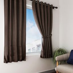 Home Sizzler Brown Black Out Window Curtains-21