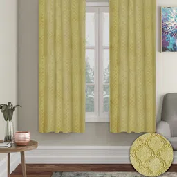 Cortina Yellow 2 Pieces Ethnic Motifs Black Out Window Curtains-10