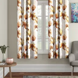 Home Sizzler Off-White & Brown Set of 2 Window Curtains-image-90